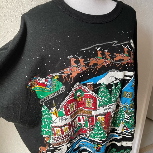 Holiday time vintage ugly printed Christmas sweatshirt - Picture 3 of 10